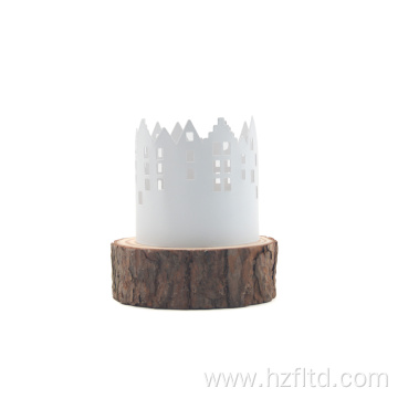 Christams Candle Holder with Wooden Bottom